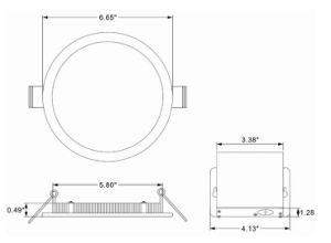 12W/15W LED Downlight 6 Inch 120V Dimmable Slim Recessed/SMD2835 Square Model