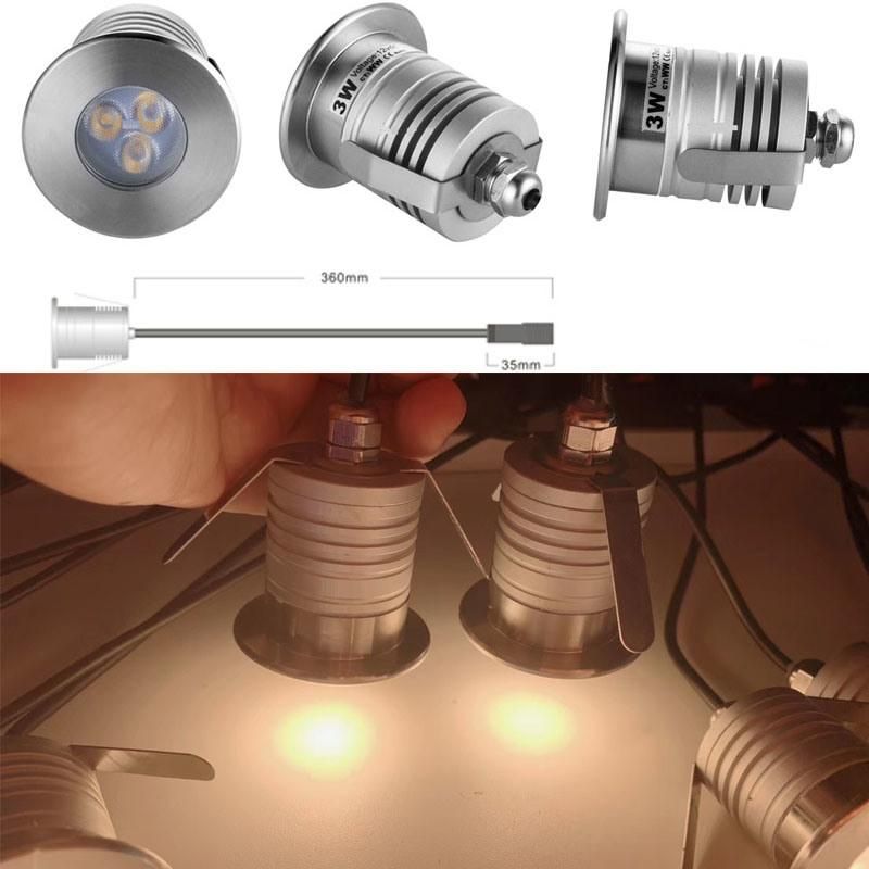 3000K Warm White 3W CREE 12V-24V Mini Spot Lighting IP68 Swimming Pool Spotlight