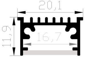 Type U The Size Is 20mm*12mm LED Aluminum Profile