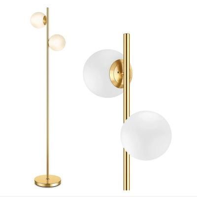 Amazon Nordic Metal E27 Double Ball LED Modern Golden Stand Glass Floor Lamps