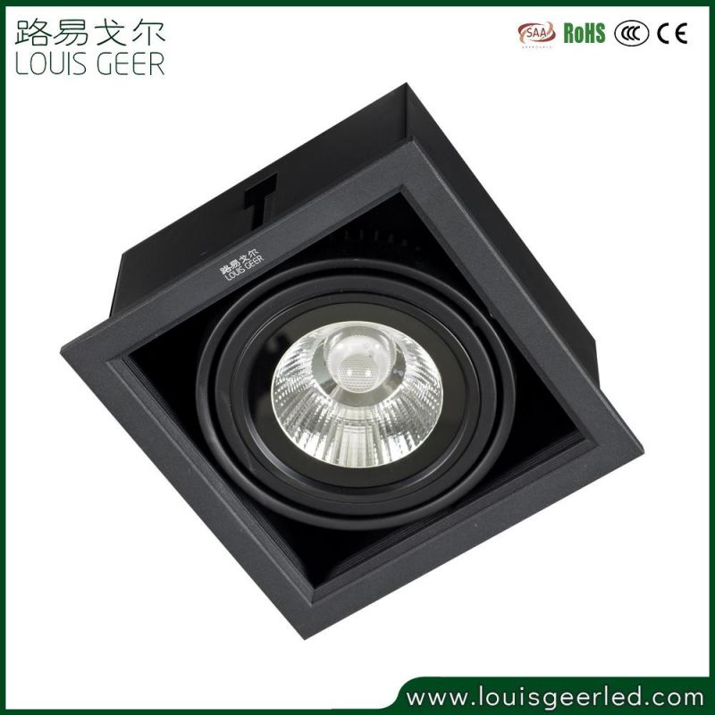 High Power 360 Degree Adjustable 15W 30W 45W 1 2 3 Heads Adjustable Recessed COB LED Grille Light