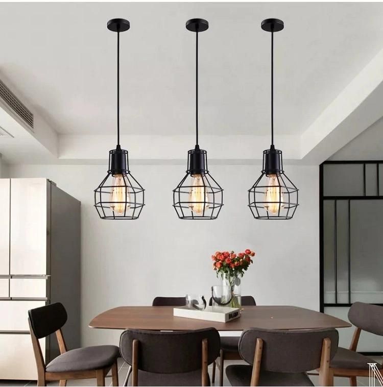 Vintage Industrial Style Designer E27 Business Art Iron Cage Decorate Small Pendant Light