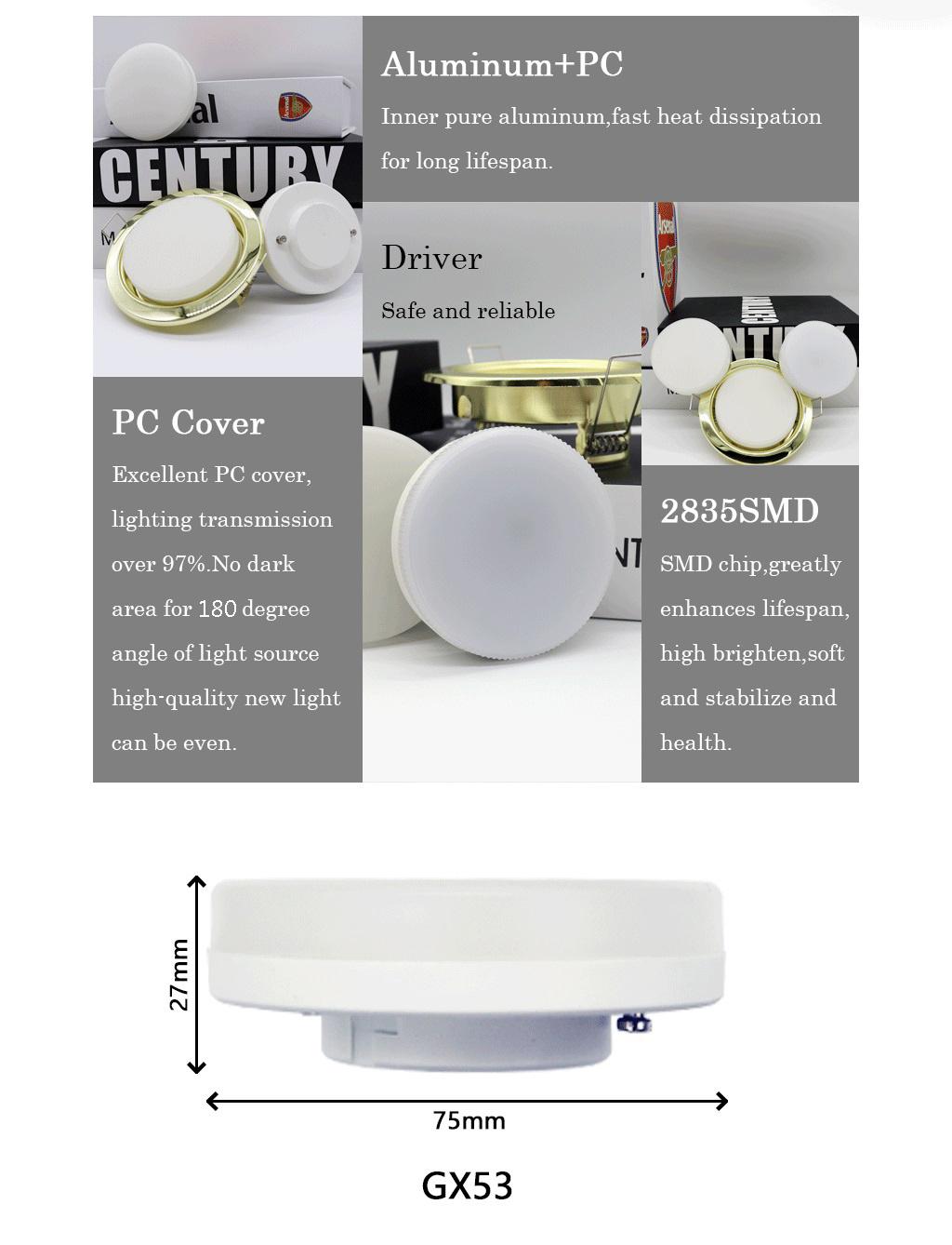 Gx53 LED Light 5W Energy Saving Lamp Indoor Light IC Driver