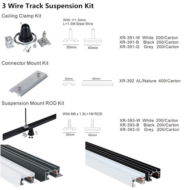 Recessed 1 Circuit LED Track Light Rail 3 Wire Aluminium Recessed Tracks Accessories