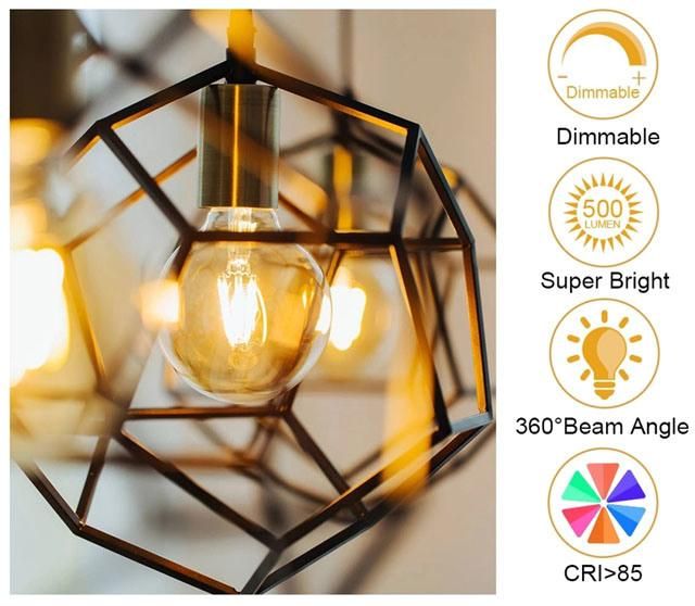 Dimmable Adjustable Indoor LED Filament Lamps G45 6W with Super Bright & 360 Degree Beam Angle
