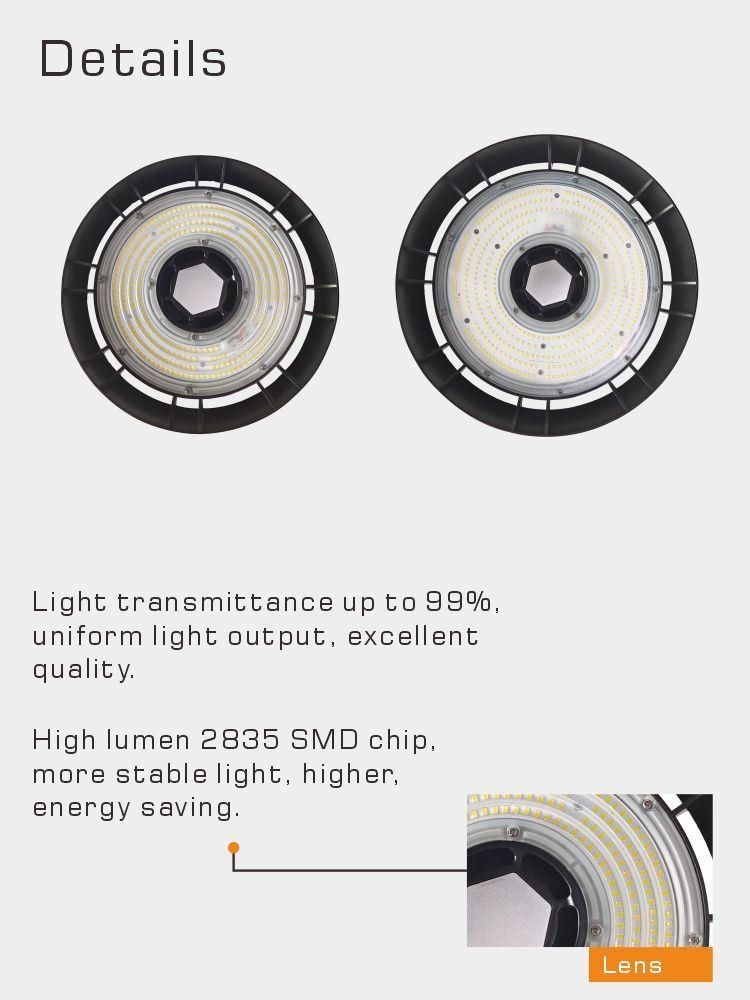 5 Years Warranty100W 150W 200W 240W 150lm/W UFO LED Highbay Light for Warehouse Garage