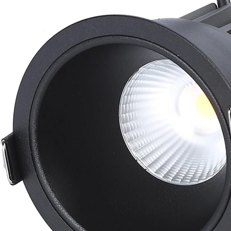 Black Modern Anti-Glare Smart COB 12W Living Room Recessed LED Spot Light Fixture