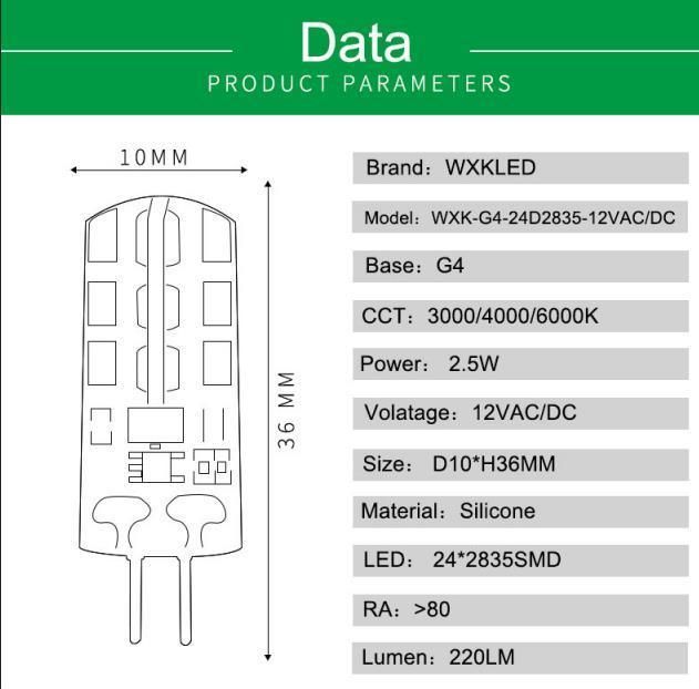 G9 G4 LED Bulbs Dimmable LED Bulb Equivalent to Halogen Lamp G4 LED Bulb for Crystal Ceiling Lights