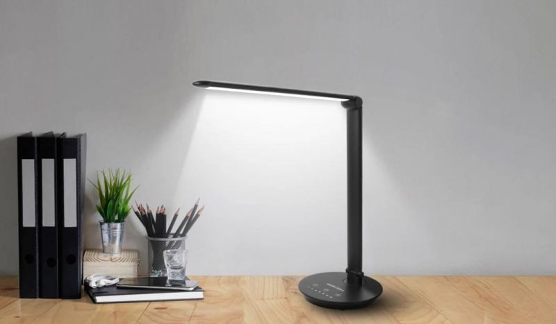 12W LED Desk Lamp, Dimmable and Adjustable Table Lights, Touch-Sensitive Control Panel, with 5 Lighting Modes 7 Brightness Levels, Timer and 5V/2.1A USB Chargin