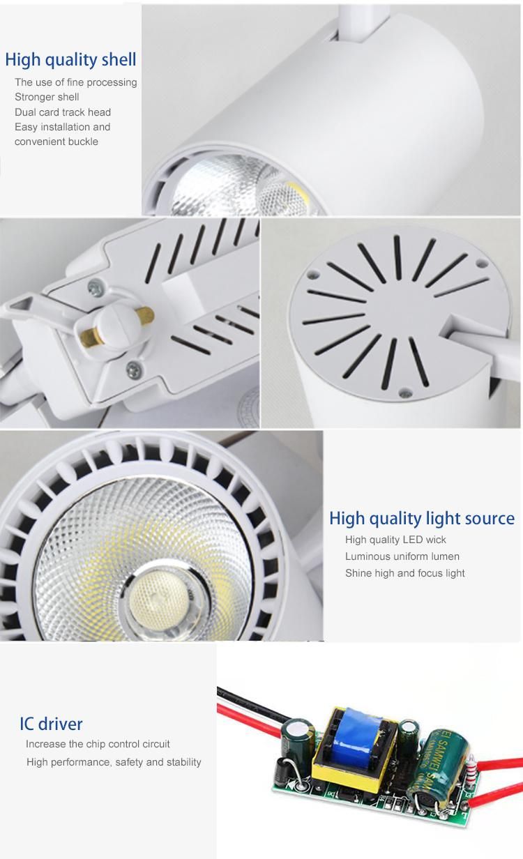 Commercial 18W/ 30W Track Spot Light Internal Driver LED Light Track Focus COB LED Adjustable LED Track Lights