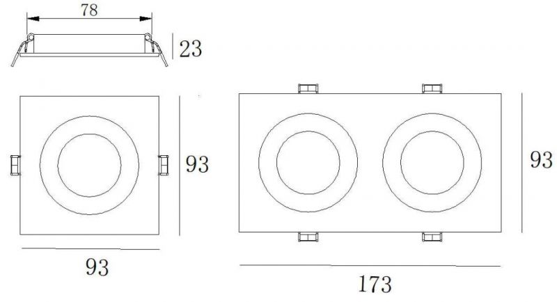 Hot-Sales Aluminum GU10 MR16 Square Tilt Recessed LED Downlight Spot Lamp