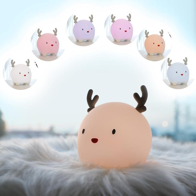 Kaki Tech Cute Fawn Silicone Night Lamp & USB Charging Beat Night Light and Sleep Atmosphere Light