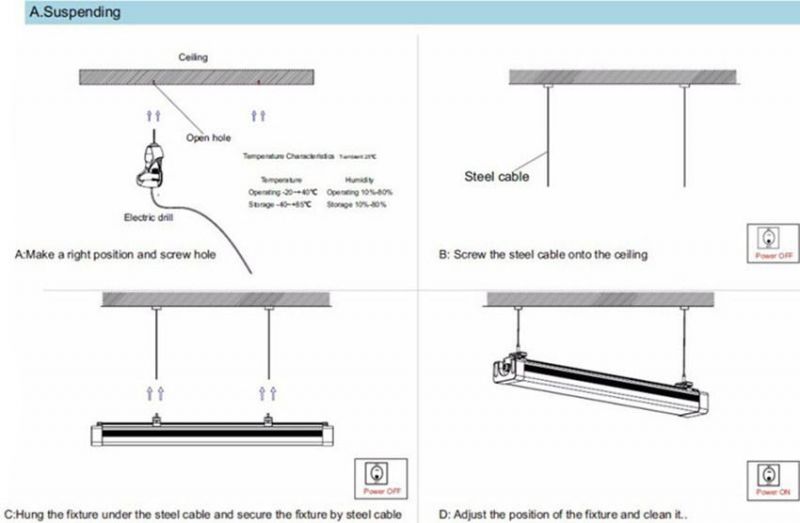 2FT 4FT 5FT 50W LED Batteb Linear Tunnel Lighting IP66 Metal Housing LED Waterproof Weatherproof White Lamp with Clips LED Triproof Tube Light Easy Install