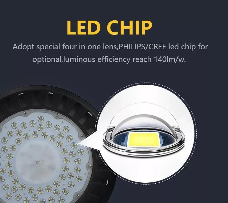 Plain Mounted Pendant 100-200W UFO LED Industrial High Bay Light 3000-6000K SMD5050 CE Rosh