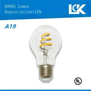 CRI90 5W 500lm A19 New Spiral Filament LED Light Bulb