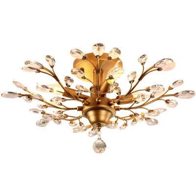 Modern Crystal Chandelier Iron Art Large Hanging Tree Branch Shape Chandelier Pendant Light