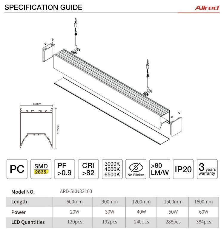 Linear Dining Room Lighting Hight Power Integrated Tubes V-Shape Lights Linear Light 110 Degree Bean Angle 60W 72W