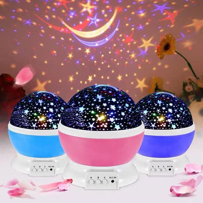 New 2021 USB Rechargeable Colorful Rotatable Baby LED Star Starry Night Light Projector for Kids