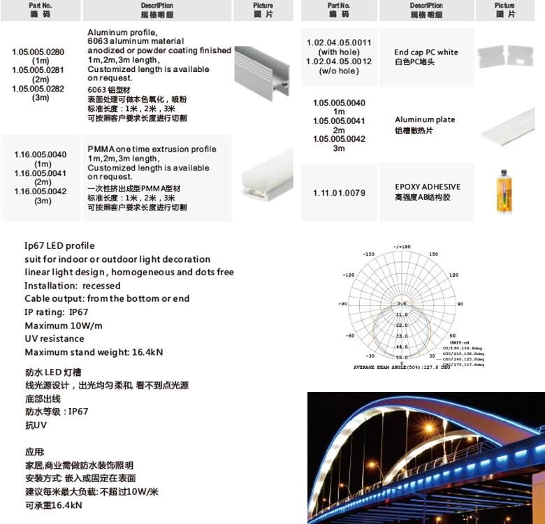 Apt1503 IP67 Waterproof Walkable Outdoor & Indoor Inground LED Linear Light