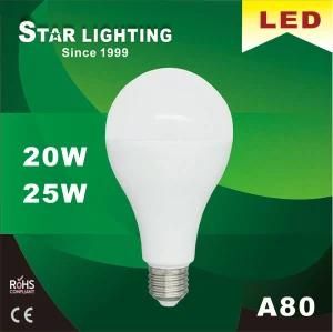 20000hrs Lifetime Aluminum Plastic 25W A80 LED Bulb