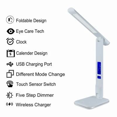 Wireless Charger Table Night Light Desk LED Lamp with Mobiles Fast Charging