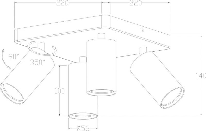 Best Selling One/Two/Three/Four Head MR16, GU10/G5.3 GU10 Housing Ceiling Light