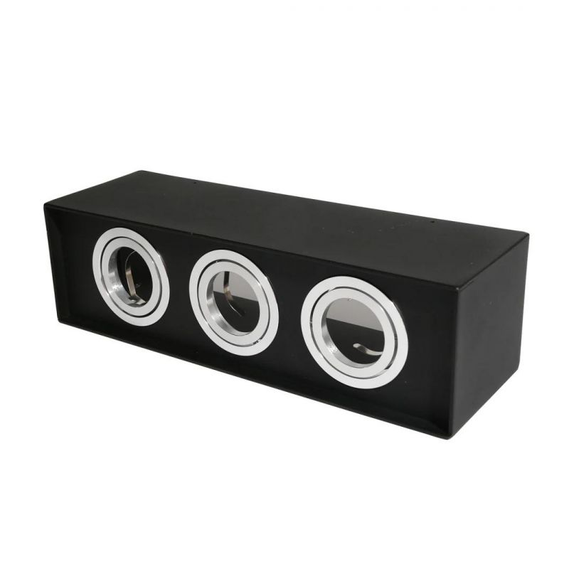Multi-Angle Square Downlight Housing GU10 MR16 3 LED Bulbs Ceiling Spotlight