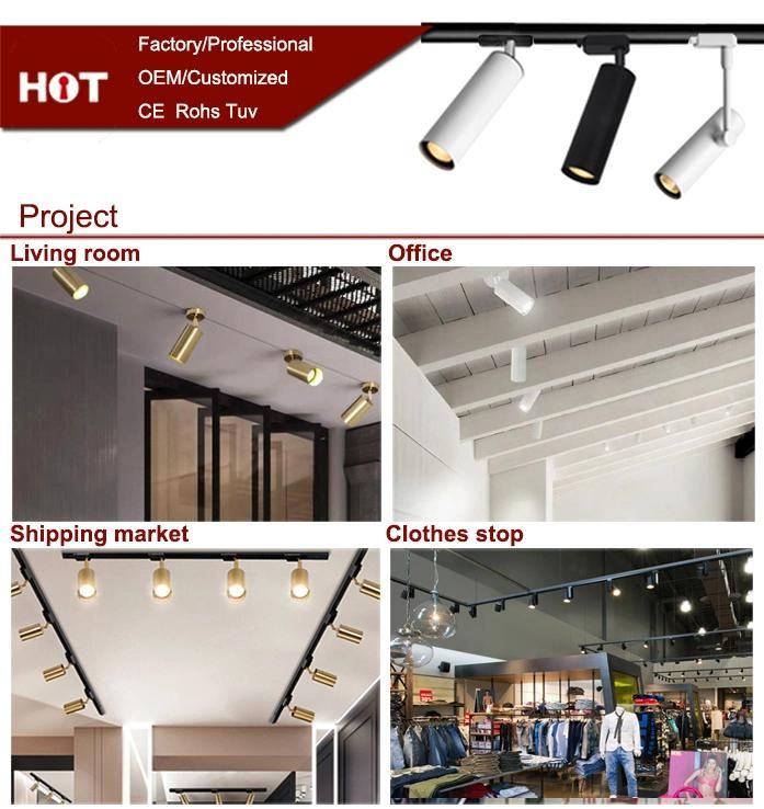 Super Bright COB Zoom 30 W Dimmable Clothing Adjustable Store Rail LED Track Lighting Kits
