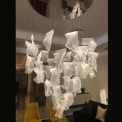 Hotel Project Acrylic LED Stair Chandelier Pendant Lighting for Lobby, Living Room