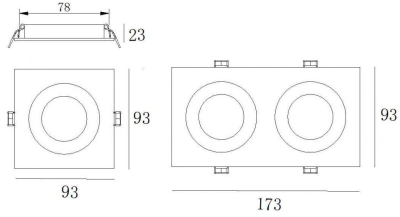 Indoor LED Rectangle Ceiling Spot Down Lamp Lighting Recessed LED Downlight