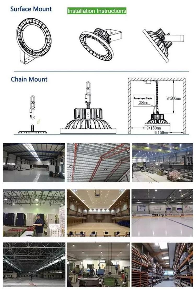 135lm/W 80W/100W/150W/200W/240W/250W/300W/400W/500W UFO LED High Bay for Warehouse Industrial Lighting