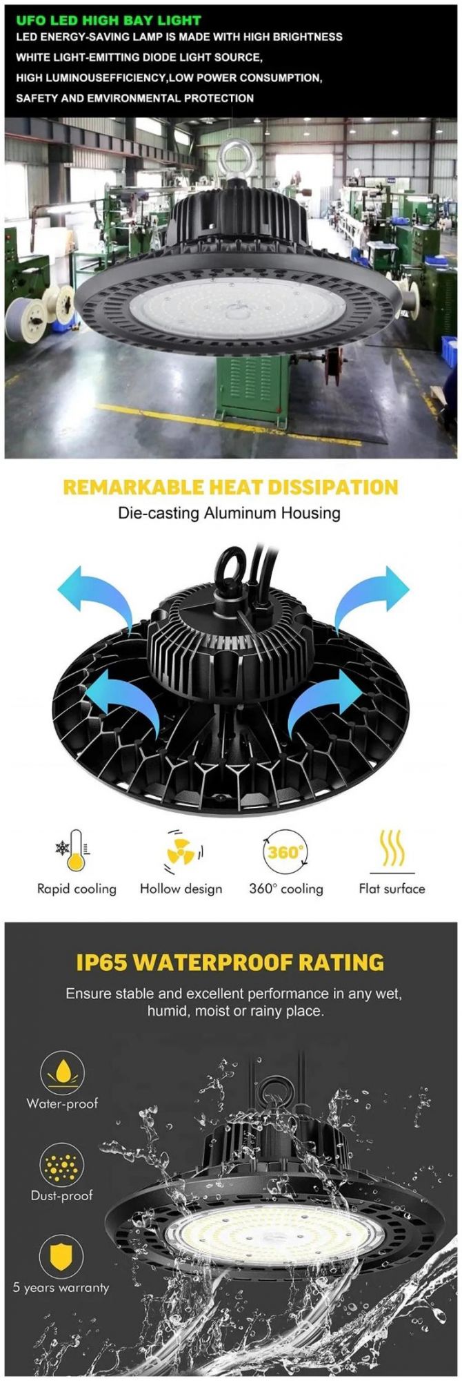 40W/80W/100W/150W/200W/240W/300W LED High Bay for Factory/Wearhouse Lighting