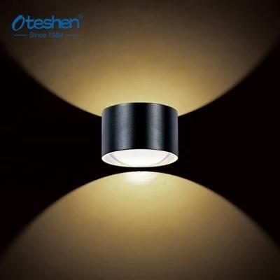 Black Color Round Aluminum 8W LED up and Down Wall Washer Surface Mount LED Wall Light Indoor