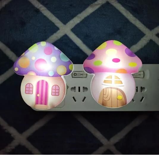 Plastic Switch Plug in LED Mushroom Night Light Lamp