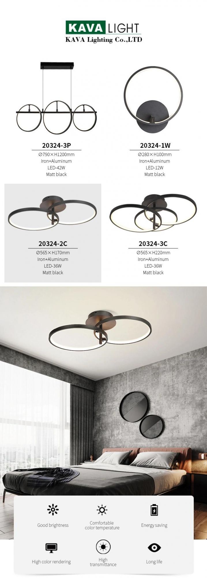 Modern Nordic Design Circle Black Simple Ceiling Mounted Lamp Free DIY Indoor Living Room LED Ceiling Lamp