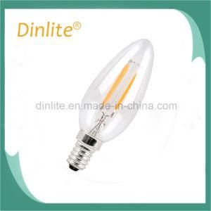 Factory Customized Clear Glass Candle Filament Light C35 2W/4W Energy Saving Bulb E12/E14/E26/E27 with Ce/RoHS/ISO9001/SGS
