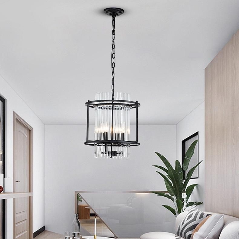 Farmhouse Decoration Luxury Black Metal Glass Round Contemporary Lighting Pendant for Home Hotel