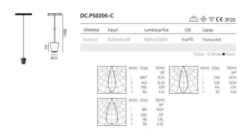 DC48V Magnetic Track 1*10W LED Pendant Light