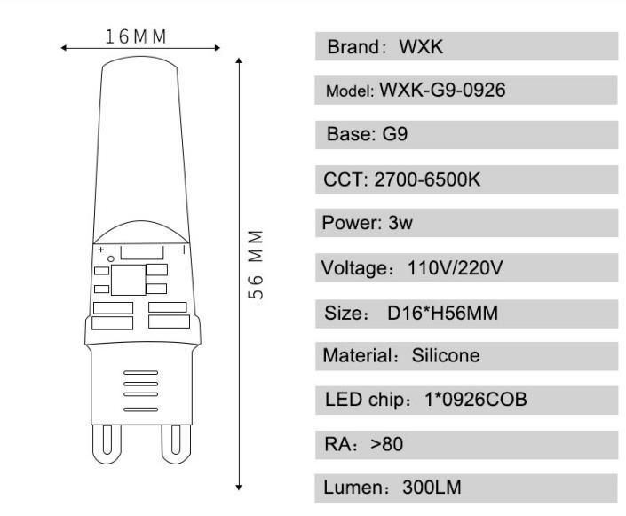 Dimmable G9 LED Bulbs 3W Equivalent to 40W Halogen Bulbs