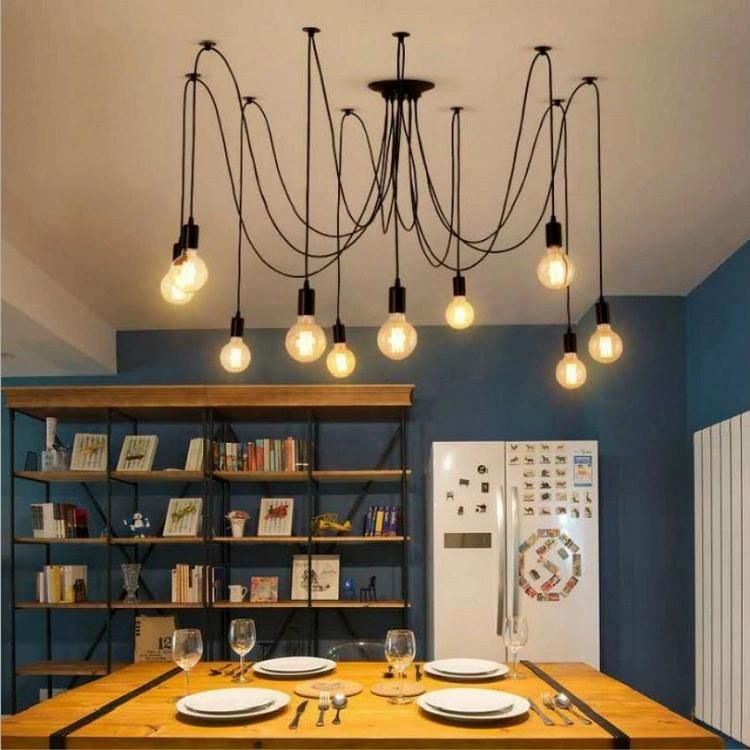 Wholesale Price 8 Arms Rustic Modern Retro Adjustable DIY Ceiling Spider Chandelier Lamp Pendant Light