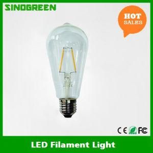 Ce RoHS UL 85-265V St64 LED Filament Bulb 2W