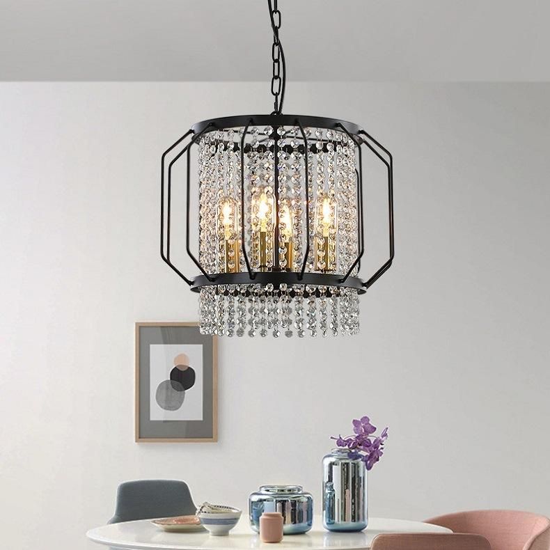North America Crystal Chandelier Modern Hanging Pendant Light Decorative Metal Shade Pendant Lamp