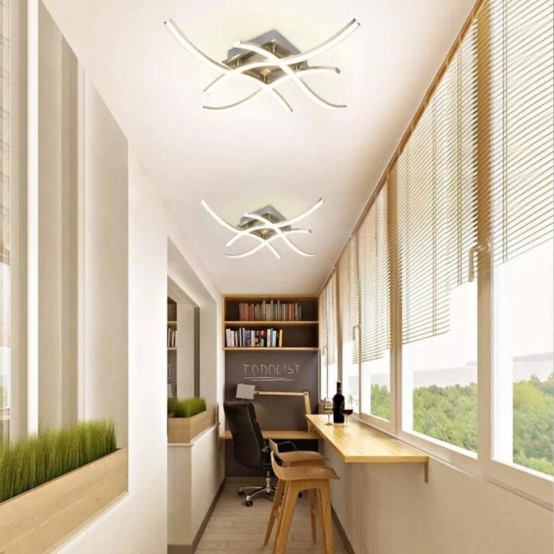 Modern Flush Mount LED Ceiling Light Wide Voltage Simple Wave Line Brightness Bedroom Ceiling Lamp