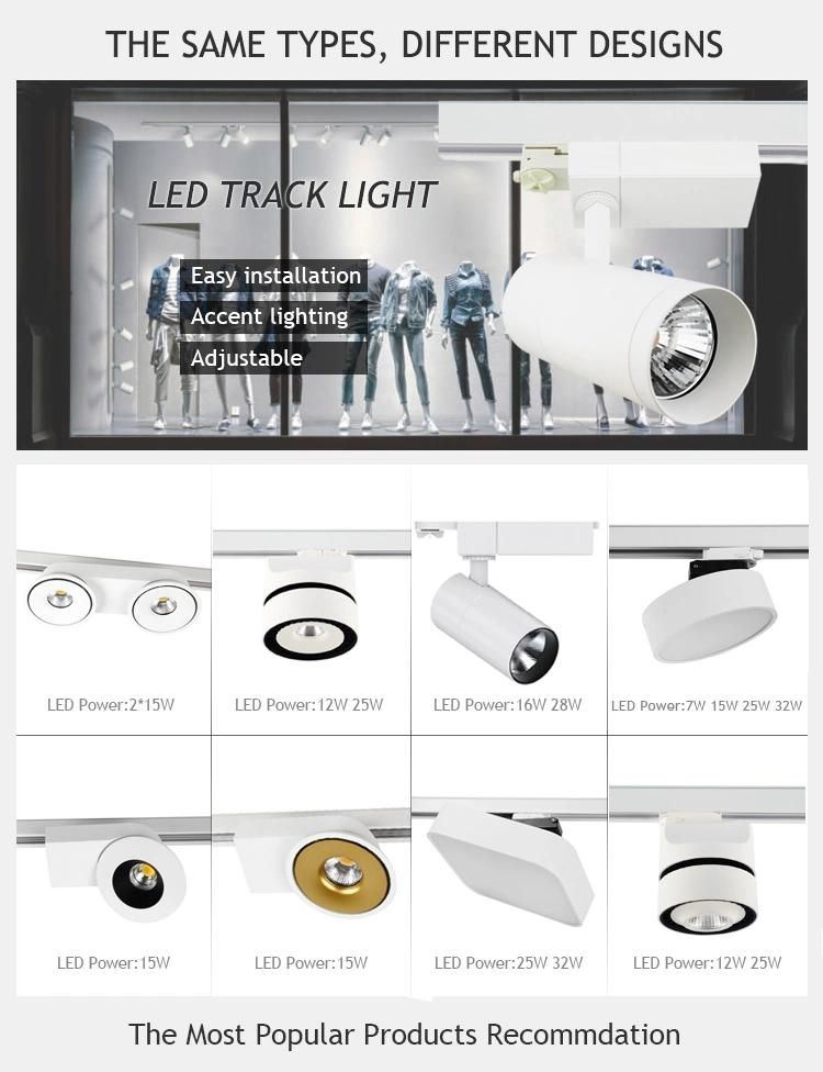 4wires 3phase Adapter Driver Build in Adjustable Track Spot Light CRI90 No Flicker LED Tracklight