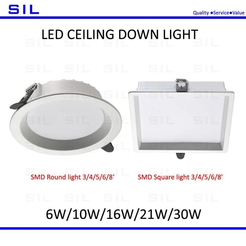 3000K/4000K/5000K/5700K/6500K Color Temperature Warm/ Neutral/ White Light 21watt Square Ceiling Downlight LED Down Light