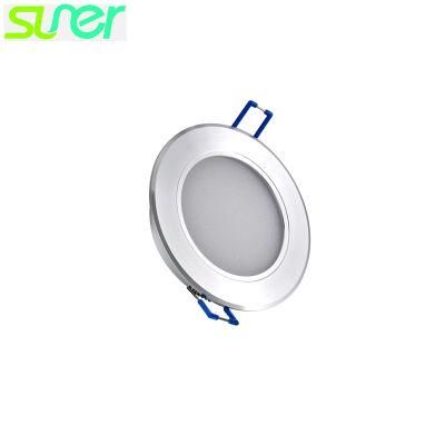 Round Ceiling Lighting Silver Slim Recessed LED Downlight 3W 2.5 Inch 5000K