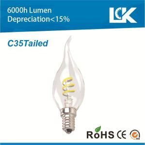 2W C35 E14 New Tailed Candle Bulb Spiral Filament LED Light