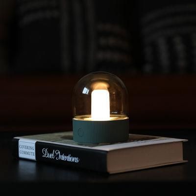 Creative Nostalgic Glass Night Light Bedroom Head with Sleeping Light Cafe Bar USB Rechargeable Breathing Night Light