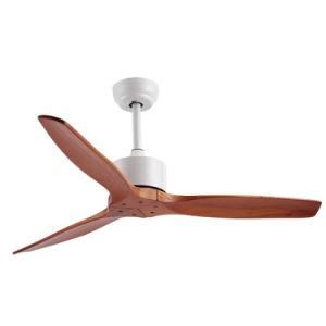 Modern Simple 42 Inch, 52 Inch, 60 Inch Ceiling Fan 3 Solid Wood Blades DC Motor Remote Control Ceiling Fan with Light