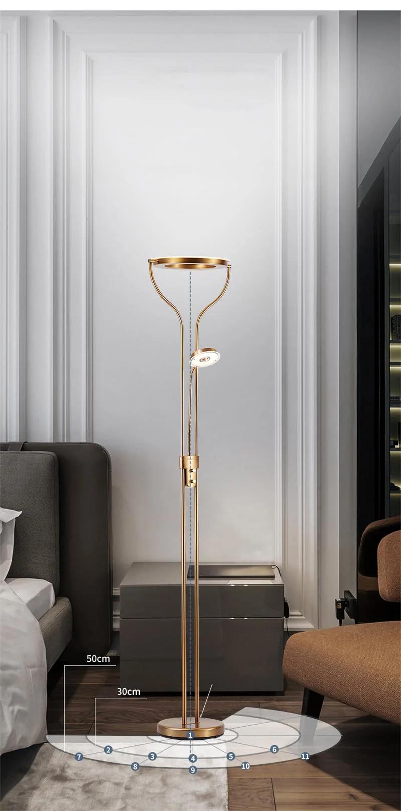 LED Modern Interior Hotel Decor Antique Brass Halogen Aluminum Floor Lamp